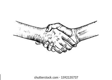 Handshake drawing sketch. Design vector illustration.
