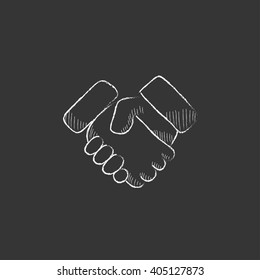 Handshake. Drawn in chalk icon.
