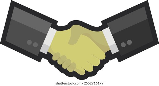 Aperto de mão durante contrato ou ilustração de vetor de contrato com outline. Logotipo do contrato com ícone de contorno preto.