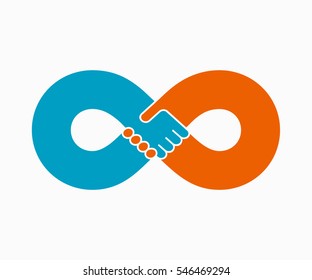 Handshake endless friendship and partnership concept, vector illustration