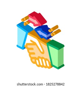 vector de icono de acuerdo de intercambio de apretón de manos. signo de acuerdo de intercambio de apretón de manos isométrico. ilustración de símbolo aislado de color