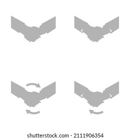 handshake, exchange on white background, vector illustration