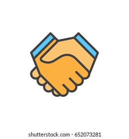 Handshake filled outline icon, vector sign, Partnership colorful illustration