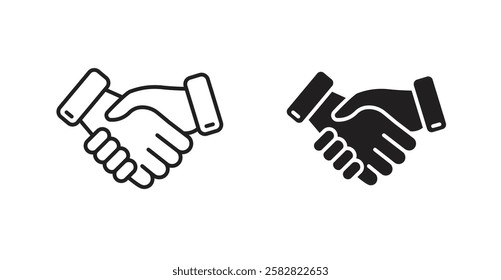 Handshake filled and outlined icons vectors on white background