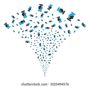 Handshake fireworks fountain. Vector illustration style is flat iconic symbols. Object fountain created from random pictograms as handshake fireworks.