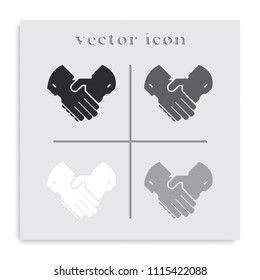 Handshake flat black and white vector icon.