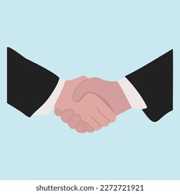 Handshake Flat Cartoon Illustration. - Vector.