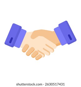 Handshake flat color icon. Simple vector icon design in flat color style. Editable vector format