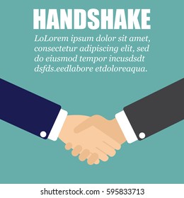 Handshake in a flat design. Two businessman in a suit