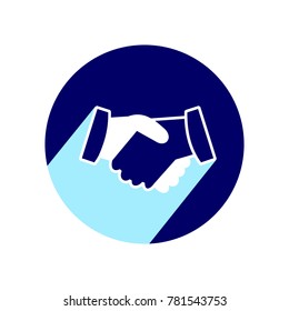 Handshake flat icon with long shadow. Vector Illustration isolated for graphic and web design.
