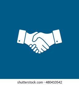 Handshake Flat Icon On Blue Background