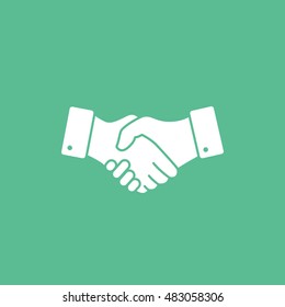 Handshake Flat Icon On Green Background