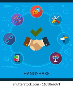 Handshake flat icons concept. Vector illustration. Element template for design.