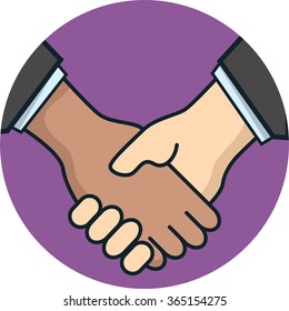 Handshake in flat style. Business agreement handshake