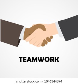 Handshake in flat style. Business concept. Copy space. New icon style.