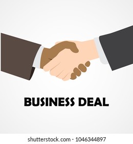 Handshake in flat style. Business concept. Copy space. New icon style.