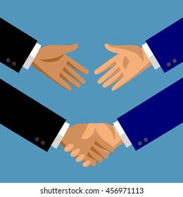 Handshake in flat style. Symbol and metaphor of business partnership. Vector illustration