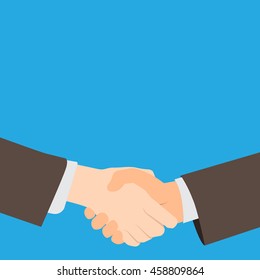 Handshake flat style. Vector Illustration. copy space.

