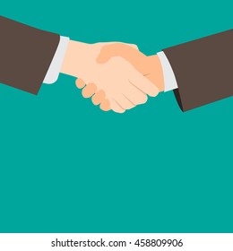 Handshake flat style. Vector Illustration. copy space.

