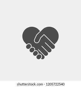 
Handshake flat vector icon. Friendship flat vector icon. Heart flat vector icon