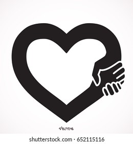Handshake in the form of heart