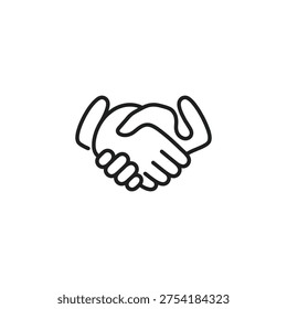 Handshake formed by two intertwining lines representing a legal agreement and partnership