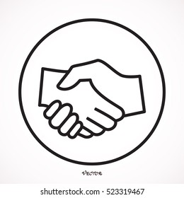 Handshake Friendship Partnership Minimalistic Flat Line Outline Stroke Icon Pictogram Symbol