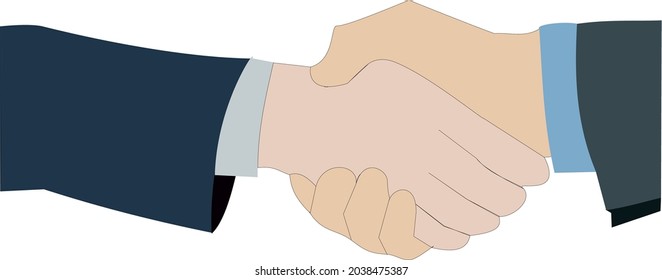 Handshake Friendship, Partnership vector illustration. Shaking hands business, symbol of success deal, happy partnership, greeting shake, casual handshaking.