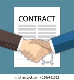 handshake in front of he contract paper 