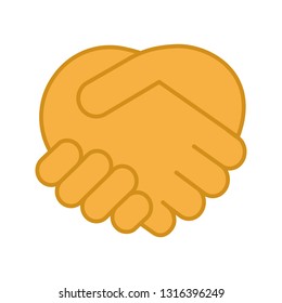 Handshake gesture color icon. Shaking hands emoji. Friends meeting. Agreement, deal, contract. Trust. Isolated vector illustration