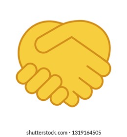 Handshake gesture color icon. Shaking hands emoji. Friends meeting. Agreement, deal, contract. Trust. Isolated vector illustration