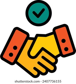 handshake gesture contract deal agreement Vector Filled Line Icon, suitable for business or investment or office purpose
