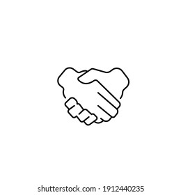 Handshake gesture linear icon. Thin line illustration. Shaking hands emoji. Friends meeting. Agreement, deal, contract. Trust contour symbol. Vector isolated outline drawing. Editable stroke