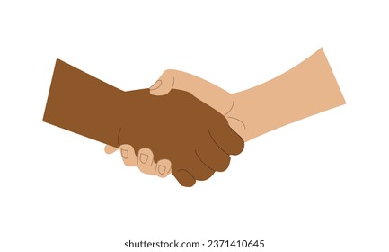 Handshake gesture, sign of contract agreement. Businessman two hands shaking each other. Vector illustration in flat style on white background for different design uses.
