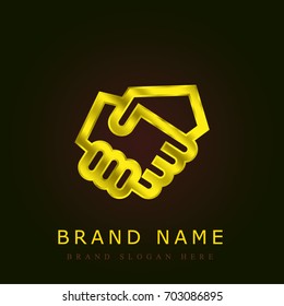 Handshake golden metallic logo