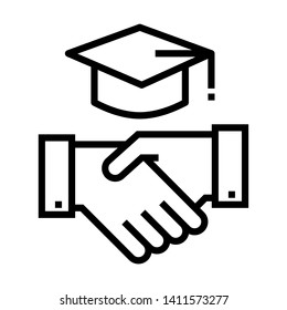 Agitar con el icono de la tapa de graduación. Diseño sencillo. Vector de línea. Aislar sobre fondo blanco.
