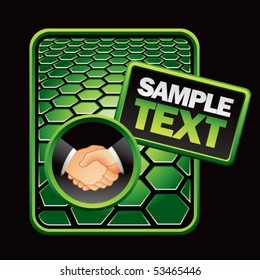 handshake green hexagon banner