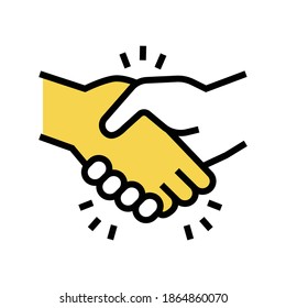 vector de icono de color de saludo de apretón de manos. señal de saludo de apretón de manos. ilustración de símbolo aislado