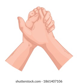 handshake greeting expression in white background vector illustration design