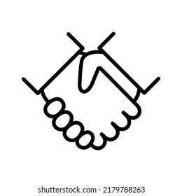 Handshake greeting icon. Partnership and agreement symbol. Pictogram isolated on a white background. Vector illustration.