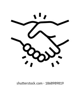handshake greeting line icon vector. handshake greeting sign. isolated contour symbol black illustration