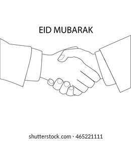 Handshake with greetings Eid Mubarak - Muslim Holiday