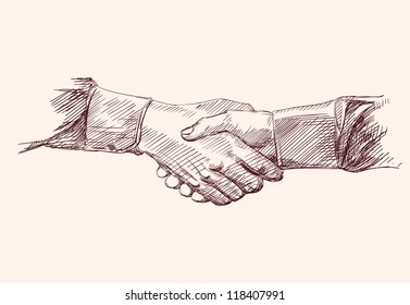 Handshake. Hand drawn sketch