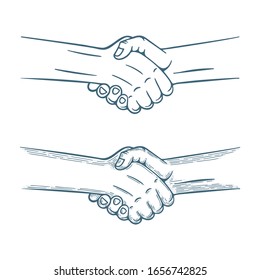 Handshake hand drawn vector illustration. Part of set.