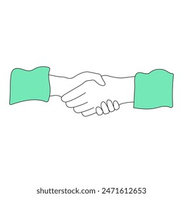 Ícono de gesto de mano de apretón de manos aislado sobre fondo blanco. Línea dibujada a mano Ilustración vectorial