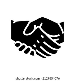 apretón de manos con un vector de icono de glifo manual. apretón de manos con signo de mano. símbolo de contorno aislado ilustración negra