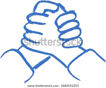 Handshake Hand Grab Friendship Icon Crayon Chalk Drawing Doodle Vector