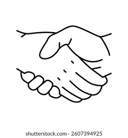 handshake with hand line icon vector. handshake with hand sign. isolated contour symbol black illustration