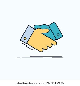 handshake, hand shake, shaking hand, Agreement, business Flat Icon. green and Yellow sign and symbols for website and Mobile appliation. vector illustration