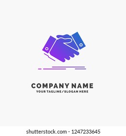 handshake, hand shake, shaking hand, Agreement, business Purple Business Logo Template. Place for Tagline.